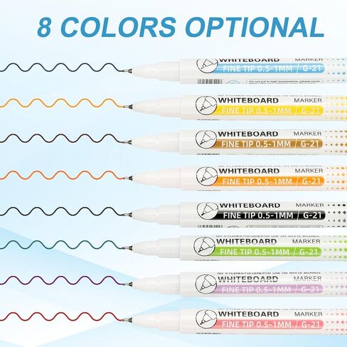 PATIKIL Magnetic Whiteboard Pen, Fine Tip Dry Erase Yellow White Board Markers with Eraser Whiteboard Calendar Supplies for Classroom Office, 6 Pcs, 0.5-1mm Tip in Saudi Arabia