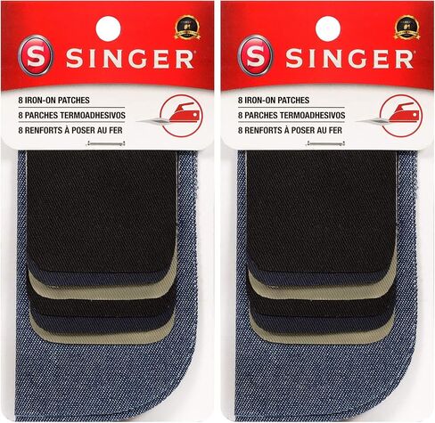 SINGER Denim & Twill Iron-On Patches Combo, 8pc Assorted in Kuwait