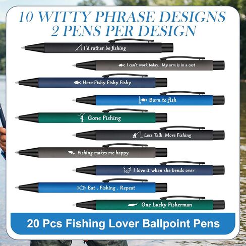 20 Pcs Fishing Pens Gifts for Men Fish Ballpoint Writing Pen for Christmas Fisherman Men Fishing Lover Cool Gifts in Saudi Arabia
