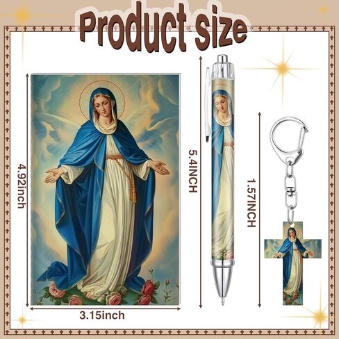 10 Sets Catholic Religious Gifts Saint Prayer Notebook Acrylic Keychain Ballpoint Pens Organza Bag Catholic Rosary Gift (Christian) in Saudi Arabia