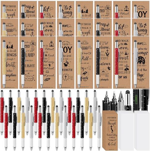 Funrous 24 Set Christian Bible Gifts Multitool Pen Construction Pen with Screwdriver Level and Bible Verse Bookmarks Inspirational Gifts Bulk Christmas Church Sunday School Birthday Coworker Favors in Saudi Arabia