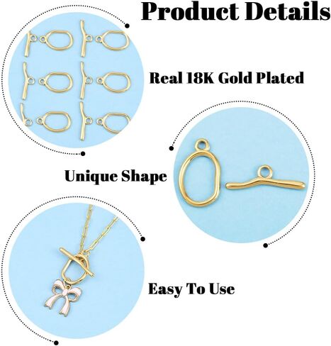 SUNNYCLUE 1 Box 10 Sets Stainless Steel Toggle Clasps Silver Necklace Toggle Clasp Bulk Circle Closure Connector T-Bar Ring Antique Oval Chain Toggle Clasp for Jewelry Making Necklace Bracelet DIY in Saudi Arabia