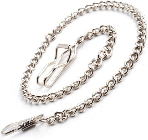 BOSHIYA 2 Pack Clip Pocket Watch Chain Gold/Silver Vintage Metal Alloy Chain Albert Vest Chain Accessory for Your Pocket Watch in Kuwait