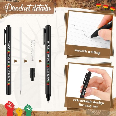 60 Pcs Black History Month gifts Ballpoint Pens Bulk Diversity Dream Freedom Equal Quote Black Ink Pens Black History Month Party Favors for Men Women African American Celebration in Saudi Arabia