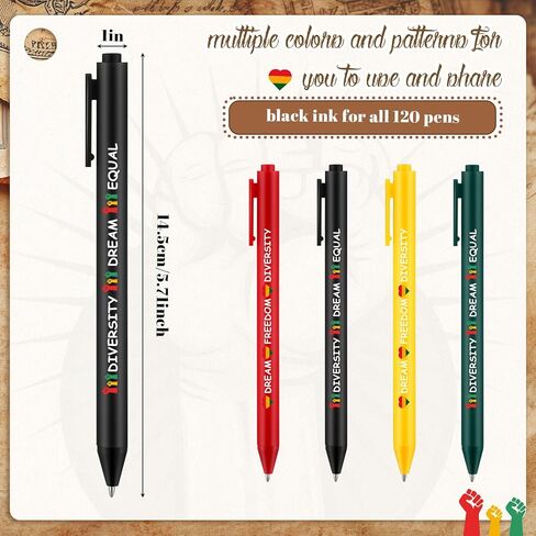 60 Pcs Black History Month gifts Ballpoint Pens Bulk Diversity Dream Freedom Equal Quote Black Ink Pens Black History Month Party Favors for Men Women African American Celebration in Saudi Arabia