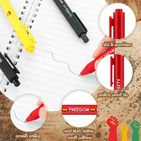 60 Pcs Black History Month gifts Ballpoint Pens Bulk Diversity Dream Freedom Equal Quote Black Ink Pens Black History Month Party Favors for Men Women African American Celebration in Saudi Arabia