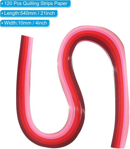 540 x 10mm Rainbow Quilling Strips Paper,120 Pcs Origami Paper Quilling Strip for Art DIY Hand Craft Christmas, Gradient Red in Saudi Arabia