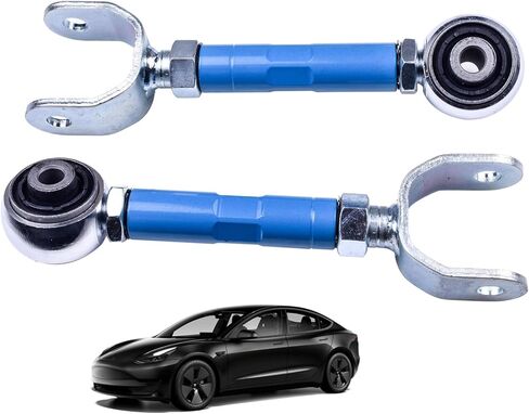 BestParts 4 قطع من قضبان ذراع التحكم الخلفية المصنوعة من الألومنيوم القابلة للتعديل + مجموعة أذرع الحدبة المتوافقة مع طراز Tesla 3 Tesla Model Y 2019-2024 نطاق الضبط: -3°- +3° in Saudi Arabia