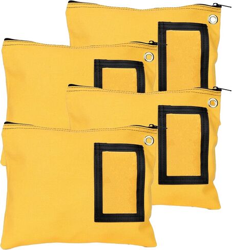 BankSupplies Canvas Zipper Bags | 12W x 9H | Set of 4 | Large Storage Bags | Grommet for Zip Tie & Padlock | 5W x 3H Framed Cardholder | Zipper Closure | Bank Bags in Saudi Arabia