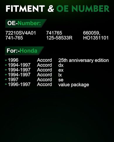 منظم نوافذ الطاقة لجانب الراكب الأمامي الأيمن مع محرك لـ: -Honda Accord 1994 1995 1996 1997، for Accord 94 95 96 97 4 Door Sedan، مع 2 Pins OE # 741-765 741765 in Saudi Arabia
