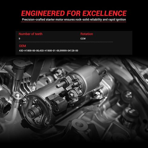 محرك بدء تشغيل Techie TS1S8072 متوافق مع Yamaha Raptor 90 2009-2013، لاستبدال YFM90R 2009-2013 لـ 43D-H1800-00-00 43D-H1800-01-00 99999-04128-00 in Kuwait