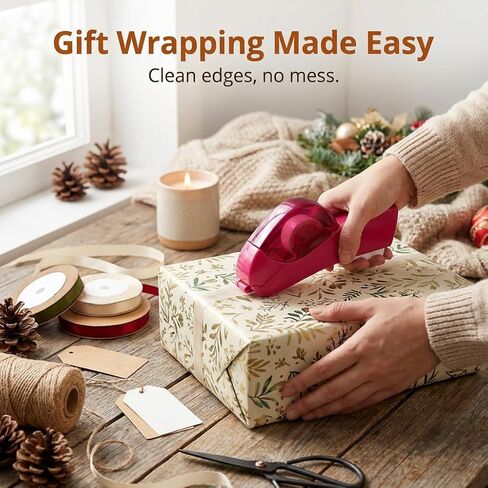 مسدس شريط التغليف، مسدس الشريط لصناديق التعبئة، مسدس الشريط، مكتب توزيع الأشرطة، موزع الأشرطة، موزعات الأشرطة - قاطعة الأشرطة الأوتوماتيكية بيد واحدة، مثالية لتغليف الهدايا وعبواتها (ياقوتي ناري) in Kuwait