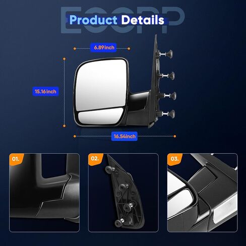 ECCPP Exterior Mirrors Replace with 2002-2008 For Ford E150 Van E250 Van E350 Van E450 Van E550 Van Driver Side 128-00818L,3C2Z 17683 FAA in Saudi Arabia