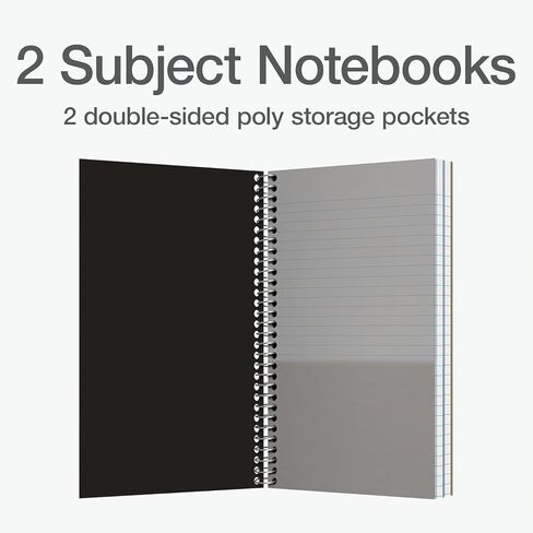 Oxford Two Subject Notebooks College Ruled - Spiral Notebook 6x9 1/2 Paper - 100 Sheets - 6 Pack of Spiral Notebook With Pockets in Saudi Arabia