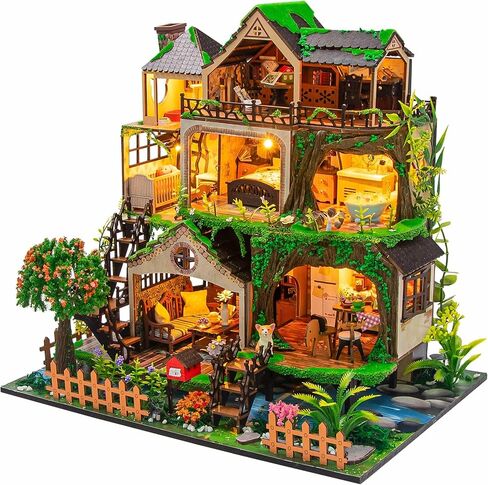 Flever Dollhouse Miniature DIY House Kit Creative Room with Furniture for Romantic Artwork Gift-Rose Garden Tea House in Kuwait