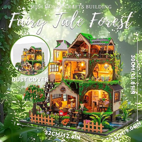 Flever Dollhouse Miniature DIY House Kit Creative Room with Furniture for Romantic Artwork Gift-Rose Garden Tea House in Kuwait