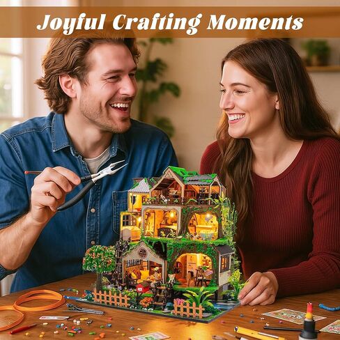 Flever Dollhouse Miniature DIY House Kit Creative Room with Furniture for Romantic Artwork Gift-Rose Garden Tea House in Kuwait