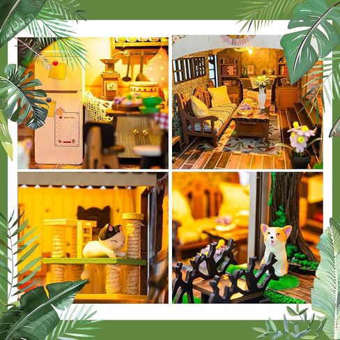 Flever Dollhouse Miniature DIY House Kit Creative Room with Furniture for Romantic Artwork Gift-Rose Garden Tea House in Kuwait