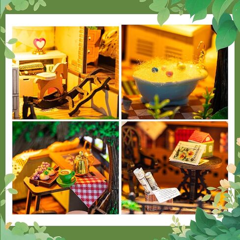Flever Dollhouse Miniature DIY House Kit Creative Room with Furniture for Romantic Artwork Gift-Rose Garden Tea House in Kuwait