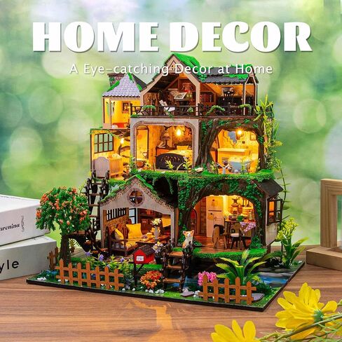 Flever Dollhouse Miniature DIY House Kit Creative Room with Furniture for Romantic Artwork Gift-Rose Garden Tea House in Kuwait