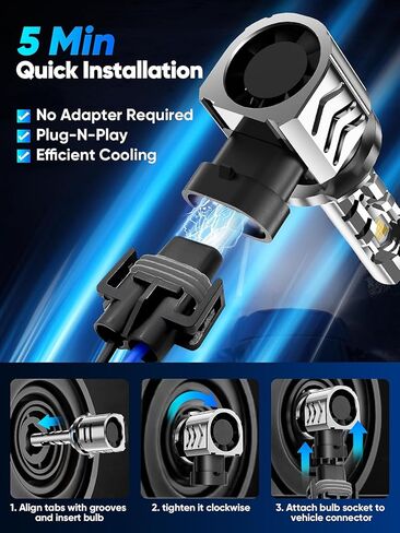 H11/H9/H8 Light Bulbs, 35000LM 900% Brightness H11 Fog Bulbs, 6000k Cool White, Real 1:1 Size Design, Canbus Ready, Plug and Play, Pack of 2 in Kuwait