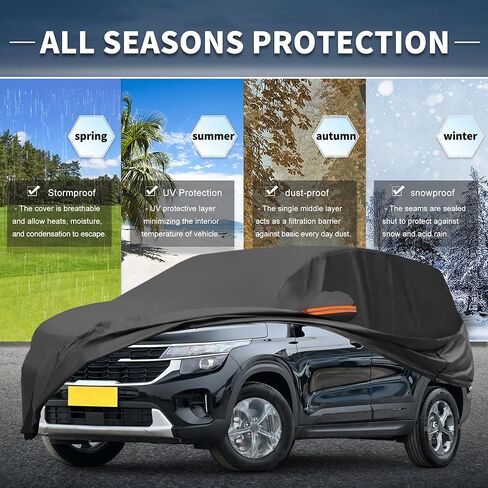 X AUTOHAUX Car Cover Outdoor Waterproof Sun Rain Snow Hail Protection with Left Side Door Zipper Aluminum Film for Kia Seltos in Saudi Arabia