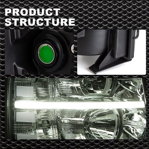 LED DRL Headlight Assembly Compatible with 2007-2013 Chevy Silverado Headlights Bumper Lamp Set Replacement (LED Clause Type Clear lens Chrome Housing Clear Reflector) Left+Right in Saudi Arabia