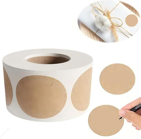 500PCS Kraft Paper Dot Stickers, 1-Inch Round Blank Price Stickers Kraft Coding Tag Labels, Brown Natural Envelope Seals for Home Classroom Jam Canning Jar Labels in Saudi Arabia