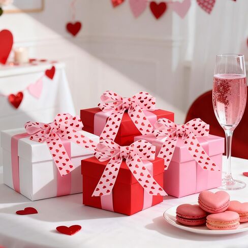 Whaline Valentine's Day Grosgrain Ribbons Pink Red Foil Heart Fabric Craft Ribbon for Wreath Bow Gift Wrap Party Decor, 3/8", 10 Yards in Saudi Arabia