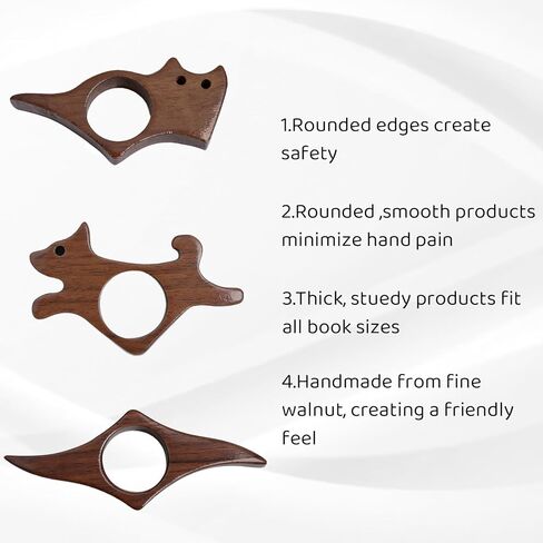 ONEST 3 Pieces Wooden Thumb Book Page Holder Wooden Thumb Bookmark for Reading Book Holders Ideal Book Reader Gifts Book Worm Gifts for Women Men Readers Writer Book Lover in Saudi Arabia