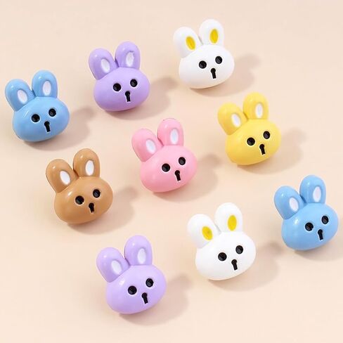 5 Pcs Cartoon Rabbit Buttons for Kids Clothing Cute Animal Decorative Sewing Accessories Sweaters Coats Jackets Tops Colored Plastic in Saudi Arabia