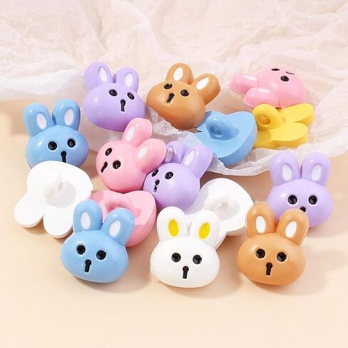 5 Pcs Cartoon Rabbit Buttons for Kids Clothing Cute Animal Decorative Sewing Accessories Sweaters Coats Jackets Tops Colored Plastic in Saudi Arabia