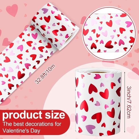 Tenceur Foil Valentines Day Bulletin Board Borders أحمر وردي قلب الحدود زخرفة الفصول الدراسية ديكور القلب الحلو عيد الحب جدار الشارات للمدرسة لوازم حفلات الزفاف in Saudi Arabia