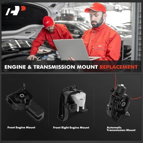 مجموعة حامل محرك المحرك وناقل الحركة A-Premium 3 قطع متوافقة مع Toyota Corolla، Matrix & Pontiac Vibe، 2003-2008، 1.8L، ناقل حركة أوتوماتيكي، استبدال # 88969066، 88969061 in Kuwait
