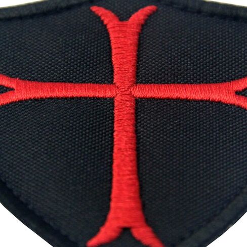 Knights Templar Cross Shield Military Patch Tactical Embroidered Morale Applique Fastener Hook & Loop Emblem, Red & Black in Saudi Arabia
