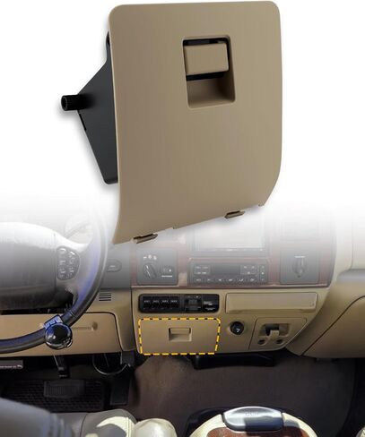 Glove Storage Box Cubby, Compatible with 2005-2007 Ford F-250 F-350 F-450 F-550 Super Duty, Gray Dash-Mounted Utility Storage Compartment Bin Lid, Lower Right of The Driver's Seat, OE# 5C3Z2513546DA in Saudi Arabia