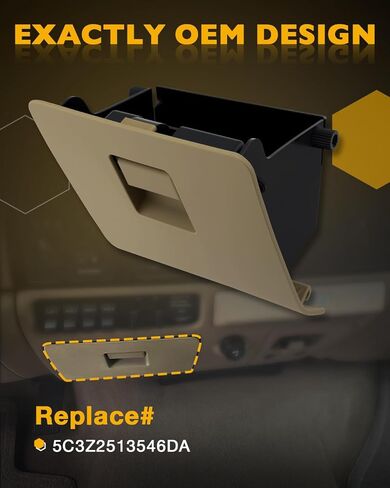 Glove Storage Box Cubby, Compatible with 2005-2007 Ford F-250 F-350 F-450 F-550 Super Duty, Gray Dash-Mounted Utility Storage Compartment Bin Lid, Lower Right of The Driver's Seat, OE# 5C3Z2513546DA in Saudi Arabia