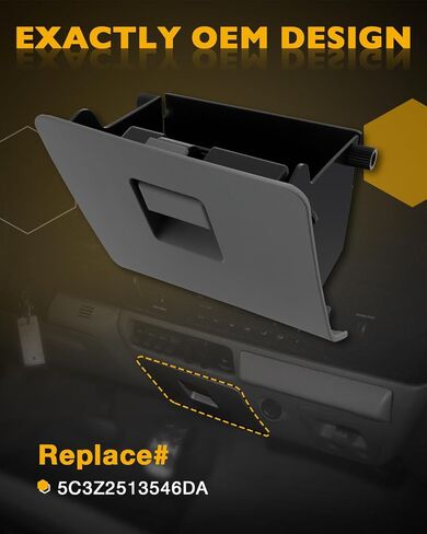 Glove Storage Box Cubby, Compatible with 2005-2007 Ford F-250 F-350 F-450 F-550 Super Duty, Gray Dash-Mounted Utility Storage Compartment Bin Lid, Lower Right of The Driver's Seat, OE# 5C3Z2513546DA in Saudi Arabia