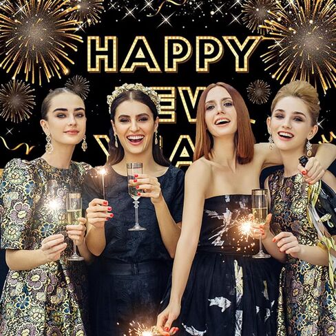 Happy New Year Banner 2026 Colorful Firework New Years Backdrop Wall Decorations Yard Outdoor Backdrop Photography Background New Years Eve Party Supply in Saudi Arabia