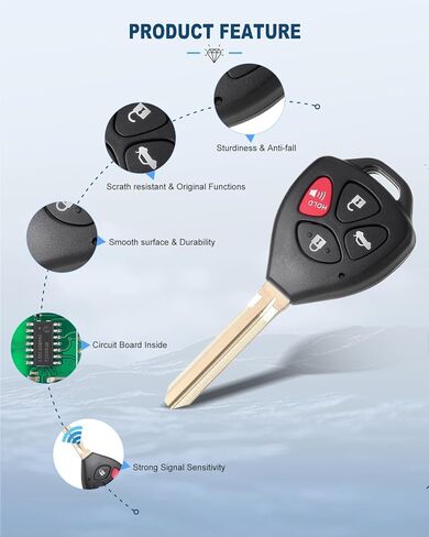 ECCPP Uncut Keyless Entry Remote Key Fob Compatible with 08-2012 for Toyota for Scion xB/ 06-2010 for Toyota RAV4 HYQ12BBY Replacement Key Fob 2 Sets in Saudi Arabia