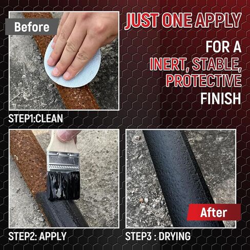 محول الصدأ 2 في 1 وطلاء معدني تمهيدي، (35 أونصة) مصلح الصدأ فائق الثبات للحرارة وطلاء مغلف للصدأ للسيارة والمقطورة وإطار الشاحنة والهيكل والمورت وحماية طويلة الأمد ضد الصدأ، يوقف ويزيل التآكل بشكل دائم، أسود غير لامع in Kuwait