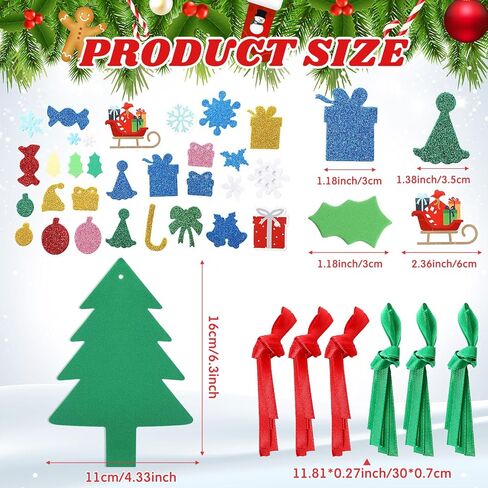 Fumete 474 Pcs Christmas Craft Foam Sticker with 12 Foam Wreath Xmas Tree 450 Diverse Sticker 12 Ribbon Christmas Decoration Party Favor Fun Home Activity(Wreath) in Saudi Arabia