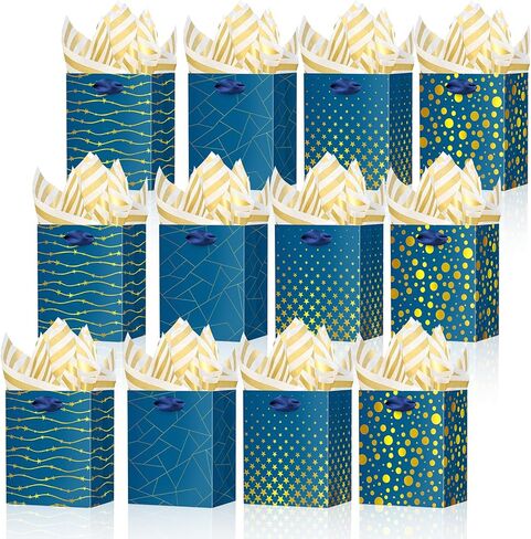 Ranfashiong 12pcs Sets 4.7"x4“x2.3" Small Bag with Tissue Paper for Christmas, Holiday, Wedding, Baby Shower, Birthday Party in Saudi Arabia