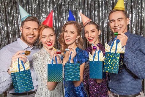 Ranfashiong 12pcs Sets 4.7"x4“x2.3" Small Bag with Tissue Paper for Christmas, Holiday, Wedding, Baby Shower, Birthday Party in Saudi Arabia