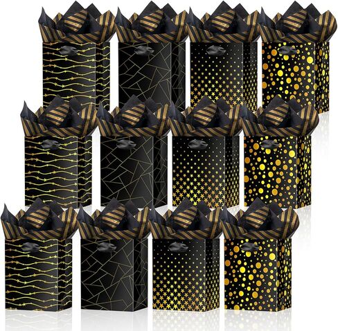 Ranfashiong 12pcs Sets 4.7"x4“x2.3" Small Bag with Tissue Paper for Christmas, Holiday, Wedding, Baby Shower, Birthday Party in Saudi Arabia