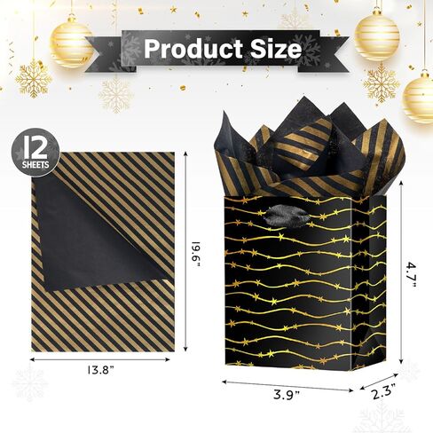 Ranfashiong 12pcs Sets 4.7"x4“x2.3" Small Bag with Tissue Paper for Christmas, Holiday, Wedding, Baby Shower, Birthday Party in Saudi Arabia