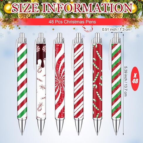 Geyoga 48 Pcs Christmas Pens Retractable Colorful Cute Xmas Ballpoint Pens Black Ink Office School Supplies for Christmas Party, 6 Styles(Classic Style) in Kuwait