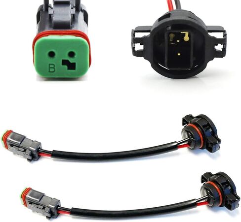 iJDMTOY محولات محول ضوء الضباب للأسلاك شديدة التحمل من 5202/2504/PSX24W إلى موصلات Deutsch DT DTP، متوافقة مع مصابيح جراب LED المكعبة، وشريط إضاءة LED، ومصابيح عمل LED، إلخ in Saudi Arabia