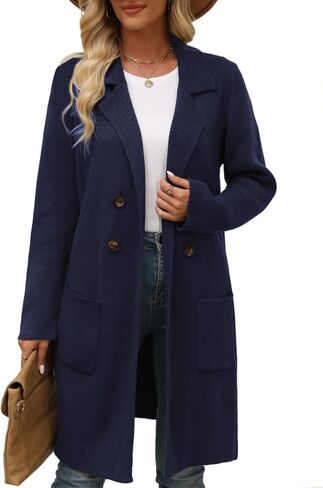 CiCiBird Women Fall Long Cardigan Sweater Trendy Knit Jacket Coat Oversized Button Up Blazer Coatigan in Kuwait