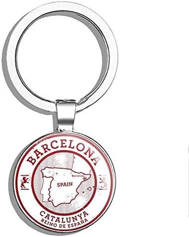 Barcelona Catalunya Spain Round Steel Metal Key Chain Keychain Ring Double Sided Deisgn in Saudi Arabia
